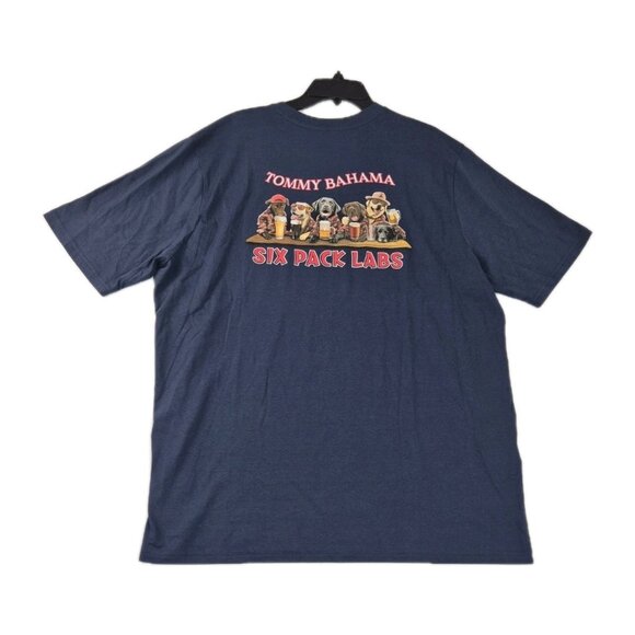 TOMMY BAHAMA Men's T-Shirt Size XLT Blue Short Sleeve Dog Labs Crew N Theme (58) - Picture 2 of 10